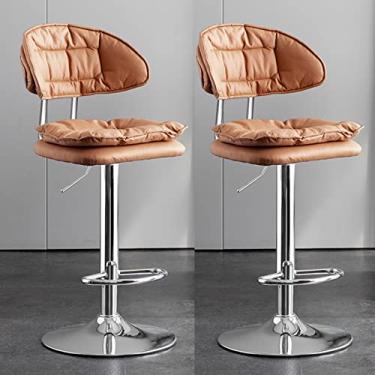 Imagem de Banco de bar, bancos de bar giratórios, banco de balcão, banco de bar ajustável com altura de balcão conjunto de 2, banco de bar giratório com encosto, 88-114 cm - banco de jantar ilha de cozinha com