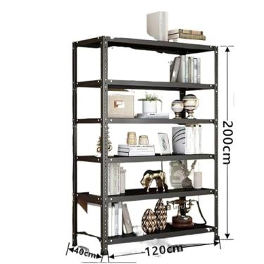 Imagem de Rack De Armazenamento De Aço Multifuncional De 120 Cm Com 6 Prateleiras Ajustáveis(Preto 6 Divisórias120*40 * 180cm)