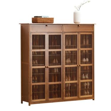 Imagem de LOERSS Armário de armazenamento de sapatos, moderno organizador de armazenamento de sapatos, prateleira de armário de armazenamento de 7 níveis, armário de sapatos com portas, para entrada, banheiro