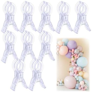 Imagem de 10 peças de clipes de arco de balão grandes clipes transparentes para arco de balão de 9,5 cm clipes de queda traseira resistentes grampos de mola de plástico para aniversário, casamento, pano de