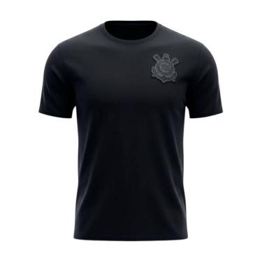 Imagem de Camisa Corinthians All Black Infantil Juvenil Escudo Preto