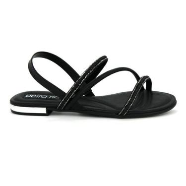 Imagem de Sandalia Feminina Beira Rio 8263.969 Rasteirinha Brilho Leve, 36, Pret