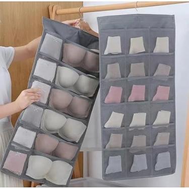Imagem de KIT 2 Organizador de Peças Íntimas com Divisórias Armazena Calcinhas, Meias, Sutiã Grande Capacidade para Armário e Quarto Ideal para Mulheres(Bege,KIT 2-24 Grades+30 Grades)