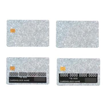 Imagem de Kiorevy 4 peças de capa de cartão de crédito de débito ultra brilhante prata ultra brilhante à prova d'água capa removível para cartões