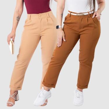 Imagem de Kit 2 Calça Feminina Mom Alfaiataria Skinny Barra Italiana - SWISS BOU