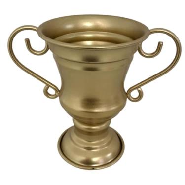 Imagem de Generic Vaso de flores vintage em formato de troféu, decorativo e, feito de ferro, ideal para jardim, quarto, mesa ou escritório, Ouro