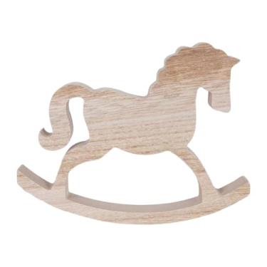 Imagem de Baoblaze Cavalo de balanço de madeira decorativo, estatueta de cavalo de balanço, peça de arte colecionável para decoração de mesa, escritório, sala de estar,