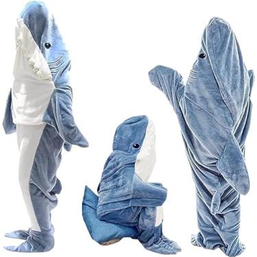 Imagem de Manta Tubarão Confortável Flanela com Capuz Aconchegante Sacode Dormir Portátil Quente Divertida para Noites de Filme Cosplay Adultos