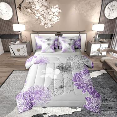 Imagem de Erosebridal Conjunto de edredom com 7 peças, floral, floral, estilo japonês, romântico, para meninas e adultos, mulheres, com estampa floral