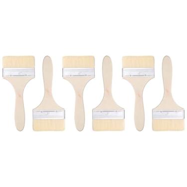 Imagem de HARFINGTON 6 pincéis de pintura de lascas grossas duplas de 10 cm com cabo de madeira para pintura de arte faça você mesmo, móveis, gabinete, cercas, deck, parede, porta, branco,