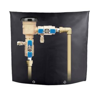 Imagem de Quoyiyo Capa de isolamento para prevenção de refluxo externo – Bolsa isolada para proteção de congelamento de cachimbo de inverno, tubo de inverno, sistema de refluxo de água, caixa de válvula de irrigação de água, medidor ou controlador (76 cm L x 66 cm A, preta)
