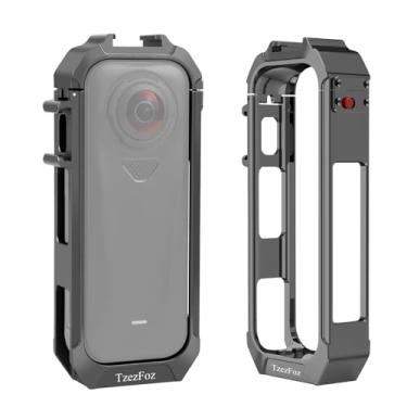 Imagem de TzeFoz Gaiola protetora magnética para Insta360 X4 Air - Caixa de liga de alumínio à prova de choque com dois suportes de sapata fria, ajuste ultrafino para tripés e bastões de selfie