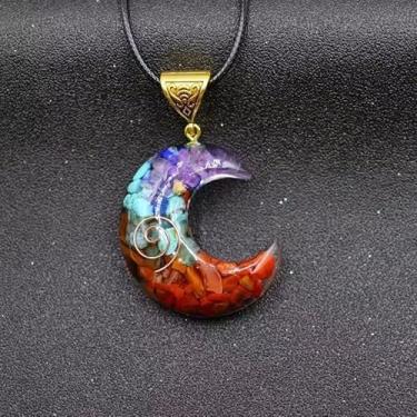 Imagem de Colar masculino de pedras arco-íris, estrela, lua, arco-íris, meditação, relaxamento e alívio da ansiedade, Small, Metal, Sem Pedra Preciosa Sem pedra preciosa Exibição de imagem