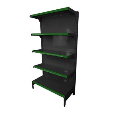 Imagem de Gôndola Prateleira Preta 5 Níveis 40x30 New Plus 1,70 Parede Inicial Pe Verde - Sa Gôndolas