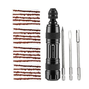 Imagem de chiwanji Tubeless bike pneu kit de ferramentas de reparo, furos de pneu de bicicleta com 20 peças Bacon Strips Plus ferramenta de inserção Garfo de reparo de - Preto