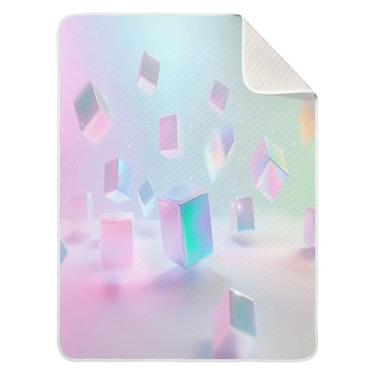 Imagem de Wassud Cobertor de bebê colorido geométrico Dhapes para meninos e meninas cobertor infantil essencial para recém-nascidos cobertores macios para bebês 76 x 101 cm