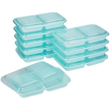 Imagem de Good Cook Preparação de refeições, 2 compartimentos para lanches sem BPA, pode ir ao microondas/máquina de lavar louça/congelador, azul