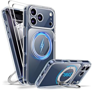 Imagem de KUPEKIS Capa magnética para iPhone 17 Pro sem amarelamento [2 x protetores de tela] compatível com MagSafe de grau militar de 17 pés contra quedas à prova de choque, proteção total da câmera, suporte