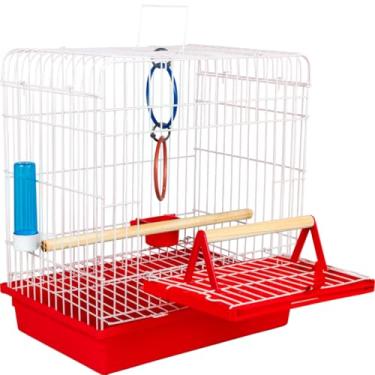 Imagem de Gaiola Calopsita Com Poleiro Externo e Bandeja Removível Fácil de Limpar(Vermelho)