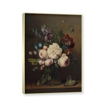 Imagem de Moldura de champanhe. Arte em tela floral country, pintura botânica vintage de natureza morta, decoração de parede de cozinha de fazenda emoldurada para sala de jantar. C22. 80 x 112 cm - 31,4 x 44,1