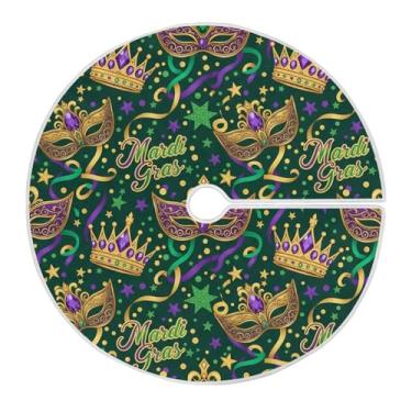 Imagem de ATTX Saia de árvore com máscara de carnaval de 90 cm – Decoração festiva para festas de ano novo e carnaval #67