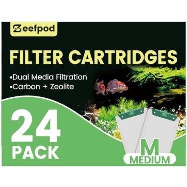 Imagem de Zeefpod 24 cartuchos de filtro médios compatíveis com filtros Whisper Bio Bag, filtro de substituição médio, para Whisper 10i/IQ10/PF10 e filtro Repto