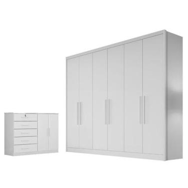 Imagem de Guarda Roupa Casal New Messina e Cômoda Seul Neve - Novo Horizonte