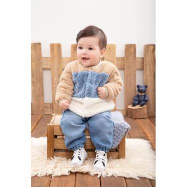 Imagem de Conjunto Blusa Pelo Bebê Menino Calça Jeans Paraiso Rf 14635, Bege, M 
