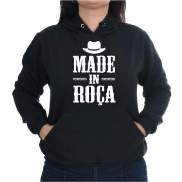 Imagem de Blusa Moletom Flanelado Canguru Feminina Made In Roça, Preto, M