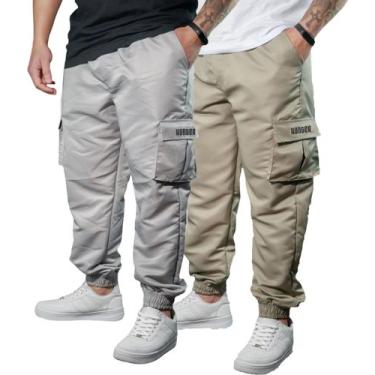 Imagem de Kit 2 Calça Jogger Bolsos Cargo Corta Vento Masculina Skate - Hunter C