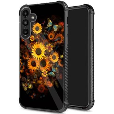 Imagem de JHYYTUJTYP Capa para Galaxy S25 FE, textura de pneu antiderrapante, capa protetora de TPU macio à prova de choque e antiarranhões para Samsung Galaxy S25 FE 6,7 polegadas 2025, girassol e borboletas