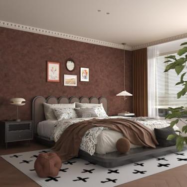 Imagem de JSEVEM Papel de parede de concreto enferrujado vermelho descasque e cole extra grosso luxo metálico industrial papel de contato adesivo texturizado brilhante adesivos para paredes de quarto e sala de