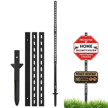 Imagem de Danoib Estacas de sinalização de quintal, poste de placa ajustável de 1,8 m de altura resistente, resistente à ferrugem, ao vento e à poeira, estaca de metal resistente para gramado de jardim térreo