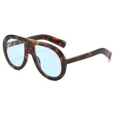 Imagem de VFDHN Óculos de Sol Vintage Ovais Femininos Estilo Punk Moda Luxo Leopardo Redondo UV400 (5701-C5)