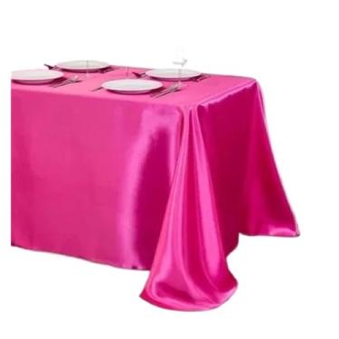 Imagem de Toalha de mesa de cetim de cor sólida, sobreposição de toalha de mesa, aniversário, casamento, banquete, restaurante, festival, festa (vermelho rosa, 145 x 304 cm)