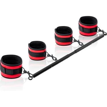 Imagem de Barra giratória de aço inoxidável resistente com 4 peças de tiras acolchoadas de poliuretano para ioga, pilates, treinamento físico, equipamentos de ginástica em casa e muito mais. (Fita mágica de PU