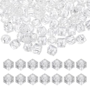 Imagem de PATIKIL Contas facetadas de cubo acrílico de 10 mm, 200 peças de contas quadradas de diamante espaçadoras soltas para fazer joias, pulseira, colar, brincos, sinos de vento, artesanato, branco