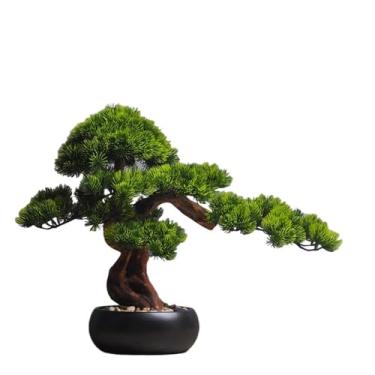 Imagem de Bonsai artificial simulação de pinheiro beleza com vaso preto arranjo casa sala de estar plantas em vaso desktop árvore bonsai artificial