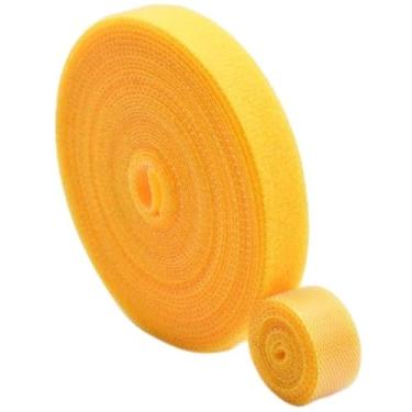 Imagem de Rolo de 5 metros x 15mm Abraçadeira fita Organizador Cabos Fios Dupla Face Enrolar (Amarelo,1 Rolo)