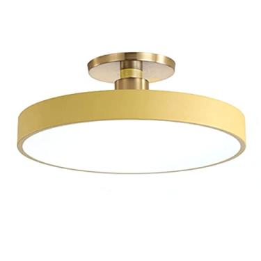 Imagem de Luminária de teto LED redonda Macaron, moderna, em ferro forjado, semi-embutida, para quarto infantil, quarto de casal, corredor, luz amarela + neutra - 40cm 28W