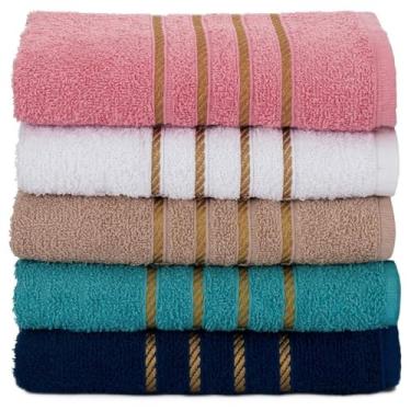 Imagem de Kit 5 Toalhas De Banho Grande Banhão Grossa Felpuda Algodão Macia(5 Toalhas Cor Feminina)