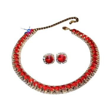 Imagem de Conjunto De Colar Choker De Cristal Verde Com Brincos Para Mulheres, J