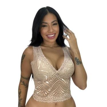 Imagem de Cropped de Renda Blusa Regata com Bojo -c2 SUTIÃ CRIS - BELLA DA SERRA