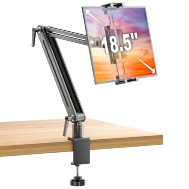 Imagem de Suporte de mesa portátil Feising – 2,5 kg + capacidade de carga, base giratória de 360°, braço giratório alto, serve para telas de até 18,5 polegadas para iPad Air/Pro/Mini