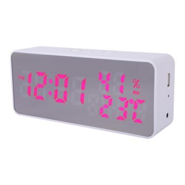 Imagem de SUNGOOYUE Despertador de Espelho, Relógio Digital Com Mudança de Cor LED Com Display de Umidade e Temperatura de Controle de Voz, Carregamento USB Duplo, para Viagens de Escritório