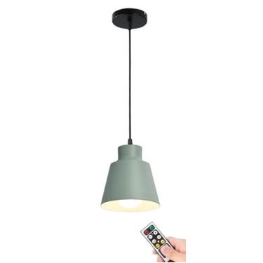 Imagem de Luminária Pendente com Controle Remoto e Alimentação por Bateria, Sem Necessidade de Instalação Elétrica, Luminária Pendente Pequena e Moderna para Ambientes Internos, Ideal para Cozinha, Sa