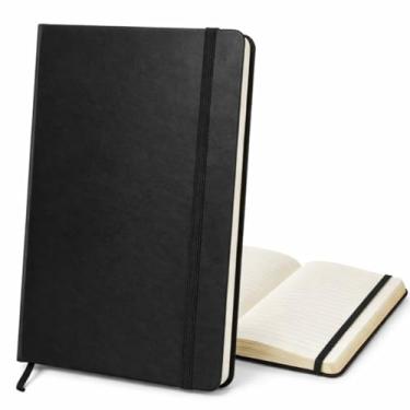 Imagem de Caderno de Anotações A5 I 80 Folhas 21x15 cm I Capa Dura em PU I Imita Couro I Planner Pessoal para Organização I Elástico de Fechamento I Lene