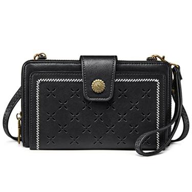 Imagem de S-ZONE Bolsa para celular bolsa tiracolo carteira feminina com bloqueio de RFID bolsa para celular com 2 alças