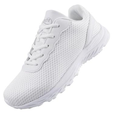 Imagem de Knixmax Outdoor Tênis de corrida masculino feminino de ajuste largo Fahion leve acolchoado para treino, Branco, 9 Wide Women/7 Wide Men