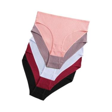 Imagem de Calcinhas De Algodão Listradas De Cintura Baixa Para Mulheres 5PCS Lin